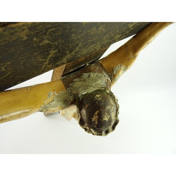 LARGE Wall Crucifix Vintage HEAVY Wear and Damage to Jesus Corpus Needs TLC - Picture 7 of 16